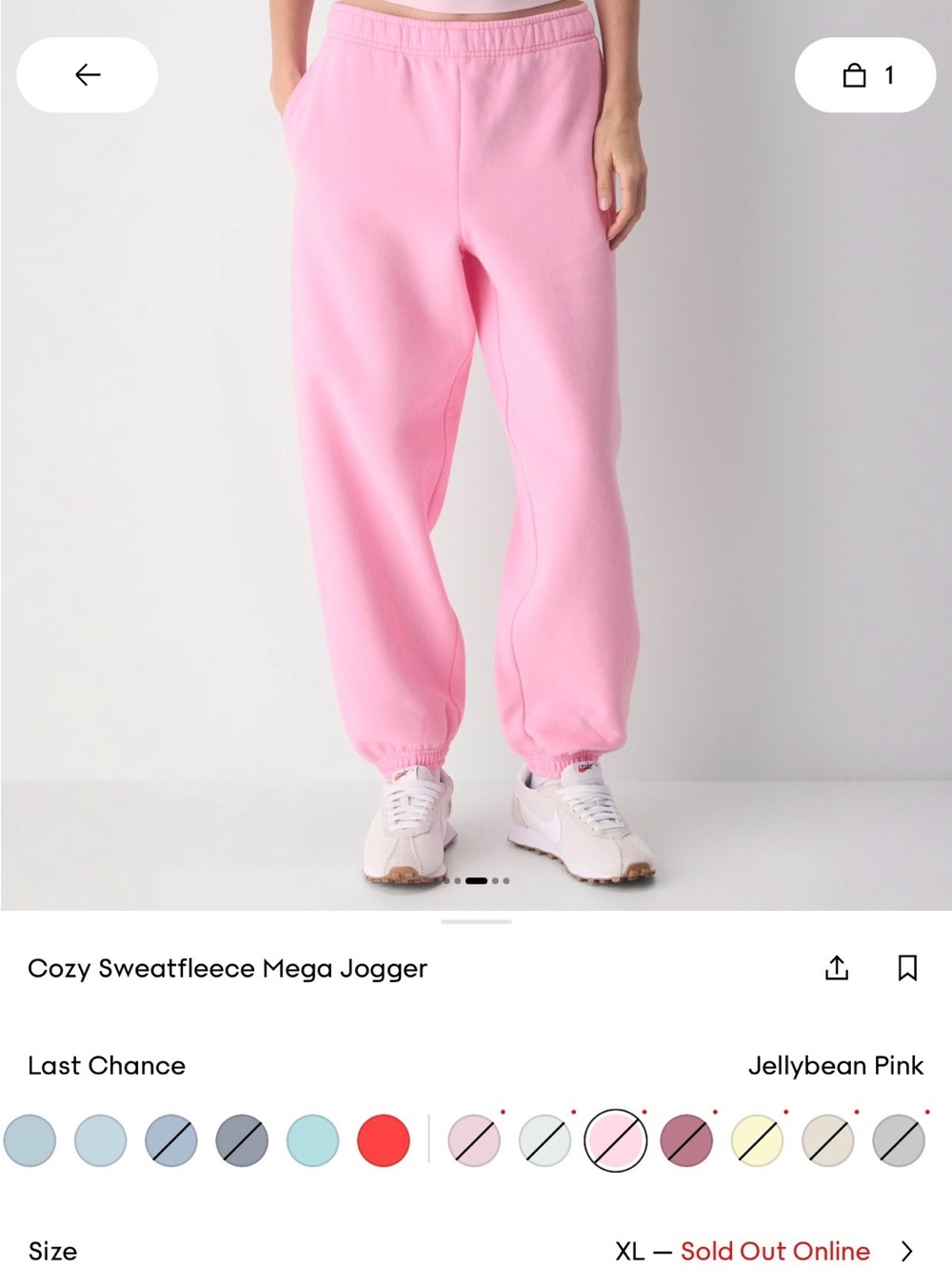 Aritzia Cozy Sweatfleece Mega Jogger - Jellybean Pink